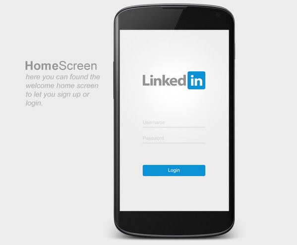 LinkedIn Android App Design Login screen