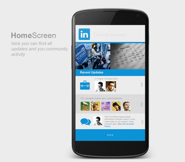 LinkedIn Android App - Home Screen